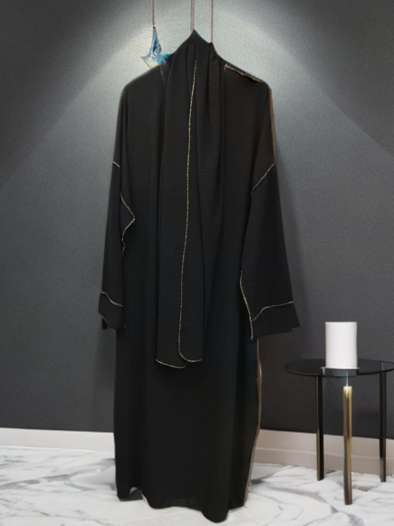 Abaya mit Goldumrandung